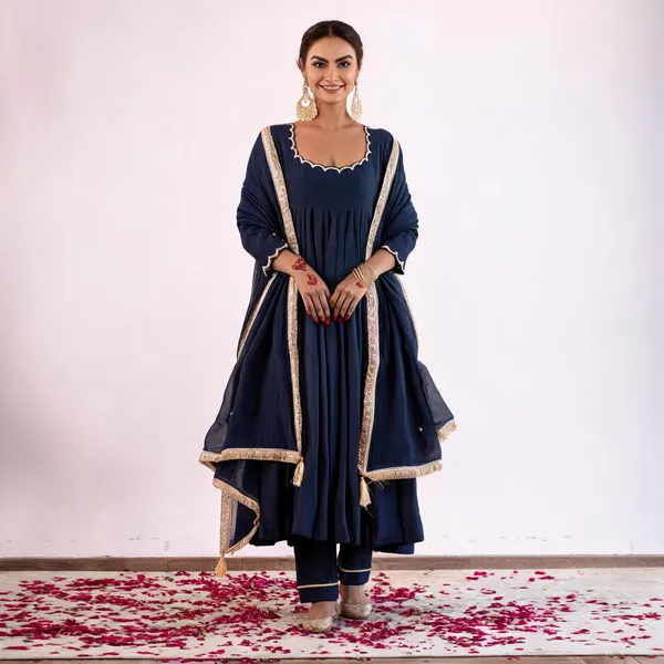 Navy_Blue_Cotton_Anarkali_Suit_Set_With_Dupatta_For_Women