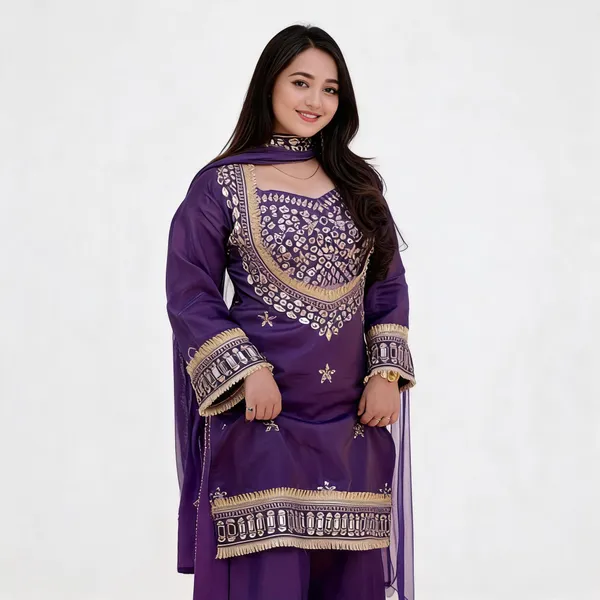Purple_Satin_Mirror_Work_Embroidered_Sharara_Suit_For_Women