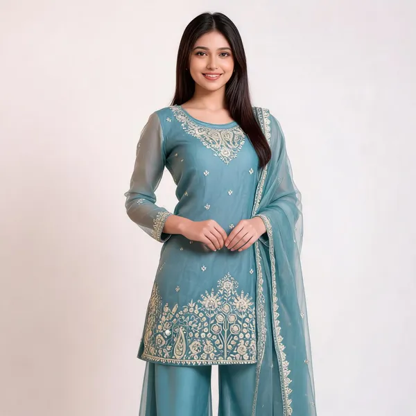Blue_Organza_Embroidered_Sharara_Suit_For_Women