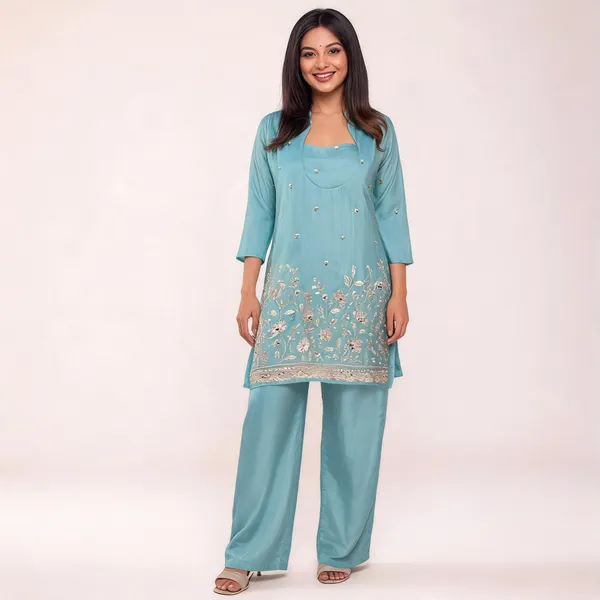 Sky_Blue_Silk_Embroidered_Straight_Kurta_With_Pants_For_Women