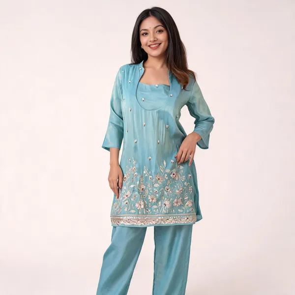Sky_Blue_Silk_Embroidered_Straight_Kurta_With_Pants_For_Women