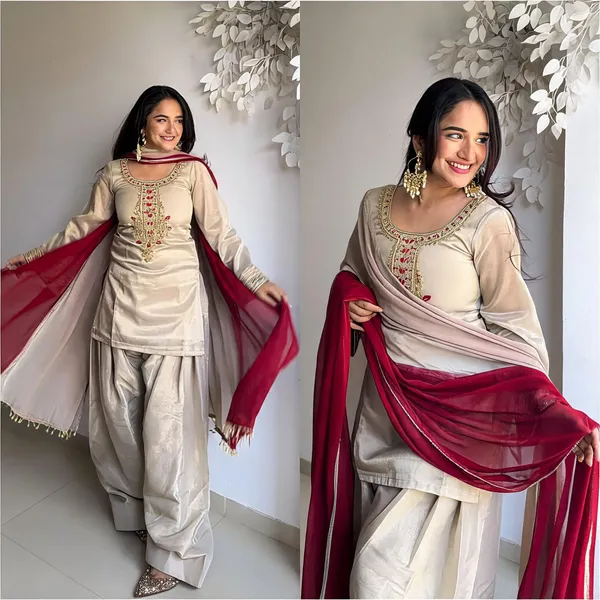 Beige_Silk_Embroidered_Kurta_Sharara_Set_With_Dupatta_For_Women