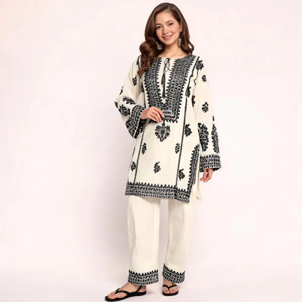 White_Cotton_Embroidered_Straight_Kurta_Set_For_Women
