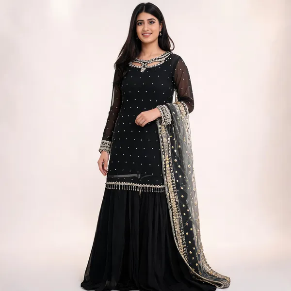 Black_Georgette_Embroidered_Sharara_Suit_With_Dupatta_For_Women