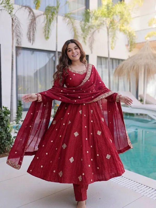 Maroon_Embroidered_Anarkali_Gown_Set_With_Dupatta_For_Women