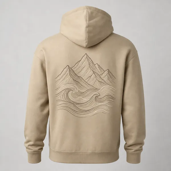 GoCro_Men's_Beige_Graphic_Back_Print_Hooded_Sweatshirt
