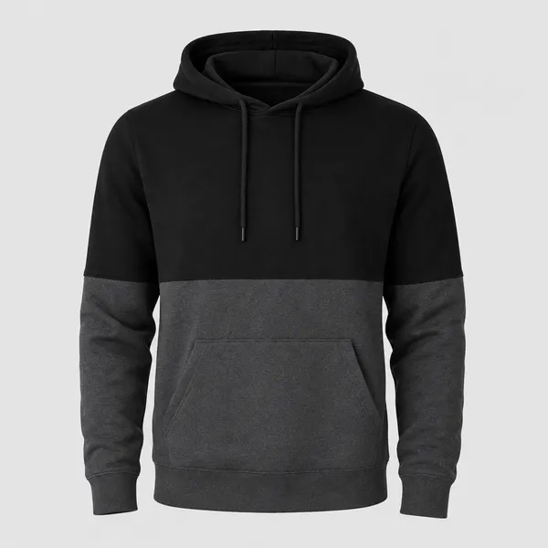 GoCro_Men's_Black_Charcoal_Colour_Block_Hooded_Sweatshirt
