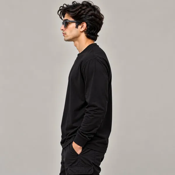 GoCro_Men's_Black_Full_Sleeve_Plain_T-Shirt_(100%_Cotton)