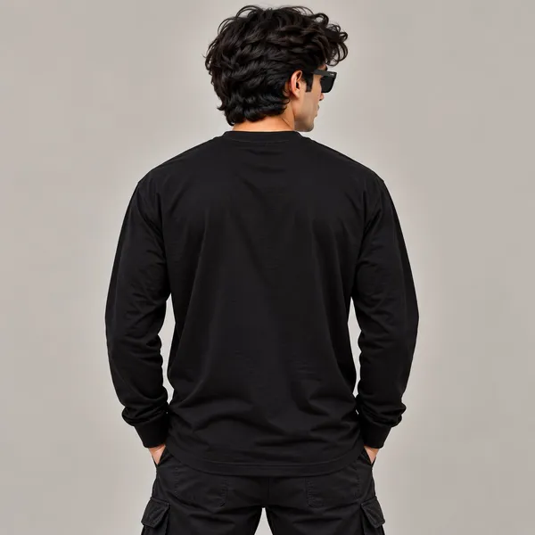 GoCro_Men's_Black_Full_Sleeve_Plain_T-Shirt_(100%_Cotton)