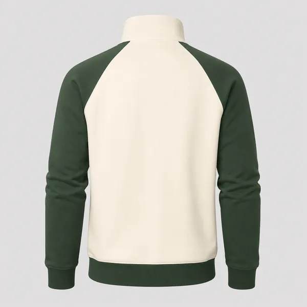 GoCro_Men's_Cream_Green_Half_Zip_Collar_Sweatshirt