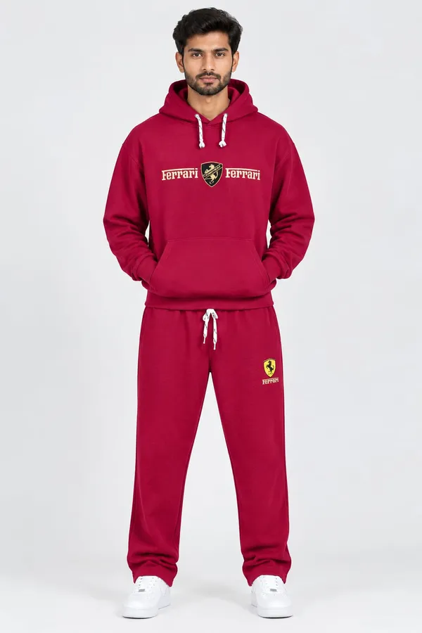 GoCro_Men's_Maroon_Hoodie_Jogger_Set_(100%_Cotton)