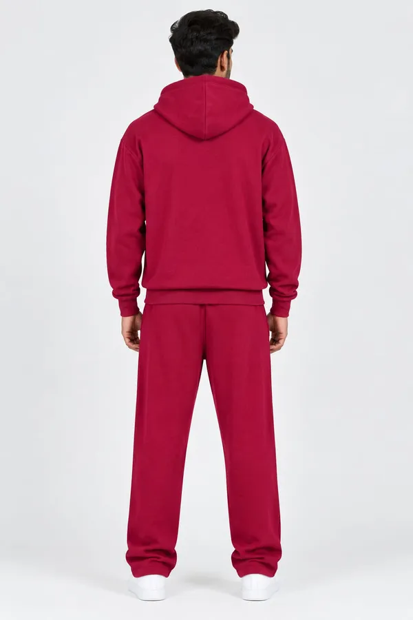 GoCro_Men's_Maroon_Hoodie_Jogger_Set_(100%_Cotton)