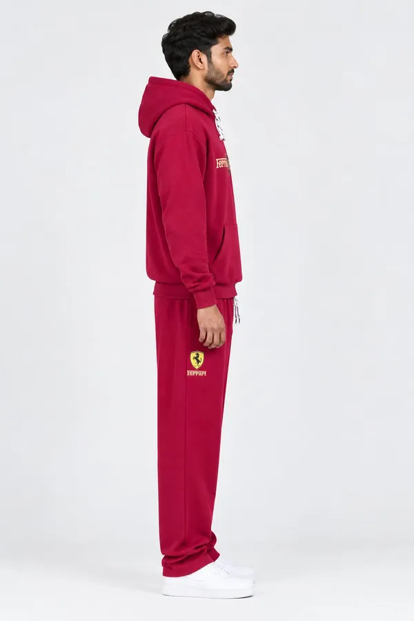 GoCro_Men's_Maroon_Hoodie_Jogger_Set_(100%_Cotton)