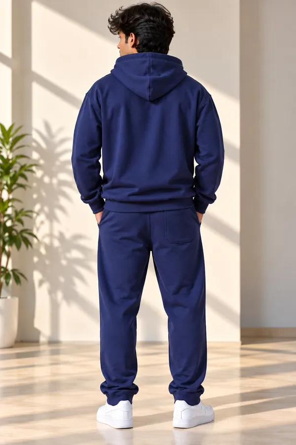 GoCro_Men's_Navy_Blue_Hoodie_Jogger_Set_(100%_Cotton)