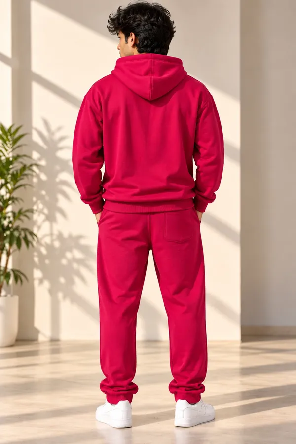GoCro_Men's_Red_Hoodie_Jogger_Set_(100%_Cotton)