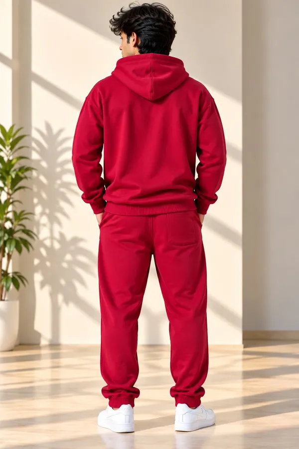 GoCro_Men's_Red_Hoodie_Jogger_Set_(100%_Cotton)