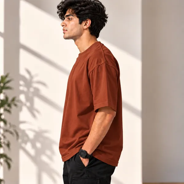 GoCro_Men's_Rust_Brown_Oversized_Basic_Plain_T-Shirt_(100%_Cotton)