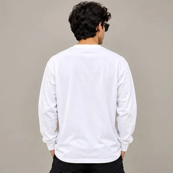 GoCro_Men's_White_Full_Sleeve_Plain_T-Shirt_(100%_Cotton)