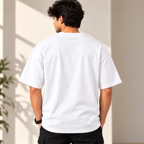 GoCro_Men's_White_Oversized_Basic_Plain_T-Shirt_(100%_Cotton)
