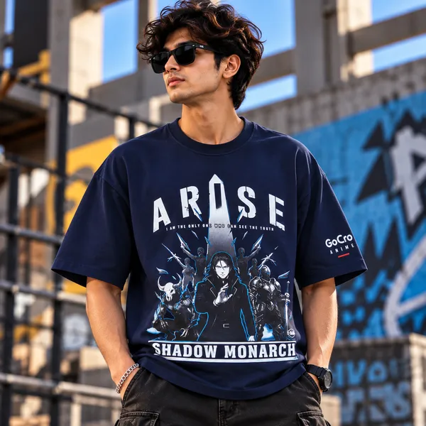 GoGro_Men's_Navy_Blue_Oversized_Anime_Graphic_T-Shirt_-_Arise_Shadow_Monarch_(Cotton,_220_GSM)