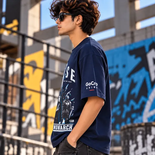 GoGro_Men's_Navy_Blue_Oversized_Anime_Graphic_T-Shirt_-_Arise_Shadow_Monarch_(Cotton,_220_GSM)