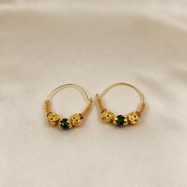 Traditional_Gold_Ornamental_Brager_Earrings_With_Red_Beads_&_With_Out_Chain