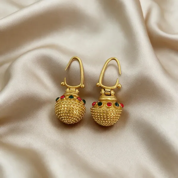 Gold_Tone_Red_Black_Stone_Dome_Gokhru_Large_Earrings_For_Women