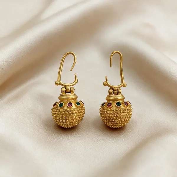 Gold_Tone_Red_Black_Stone_Dome_Gokhru_Small_Earrings_For_Women