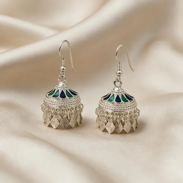 Silver_Plated_Meenakari_Dome_Jhumki