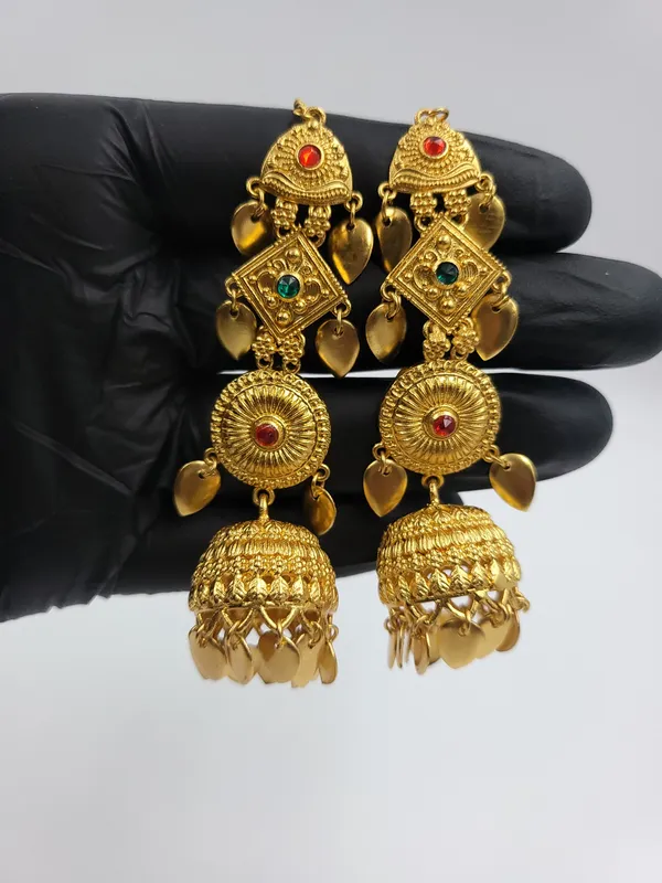 Traditional_Geometric_Kinnauri_Jhumki_With_Red_&_Green_Stones