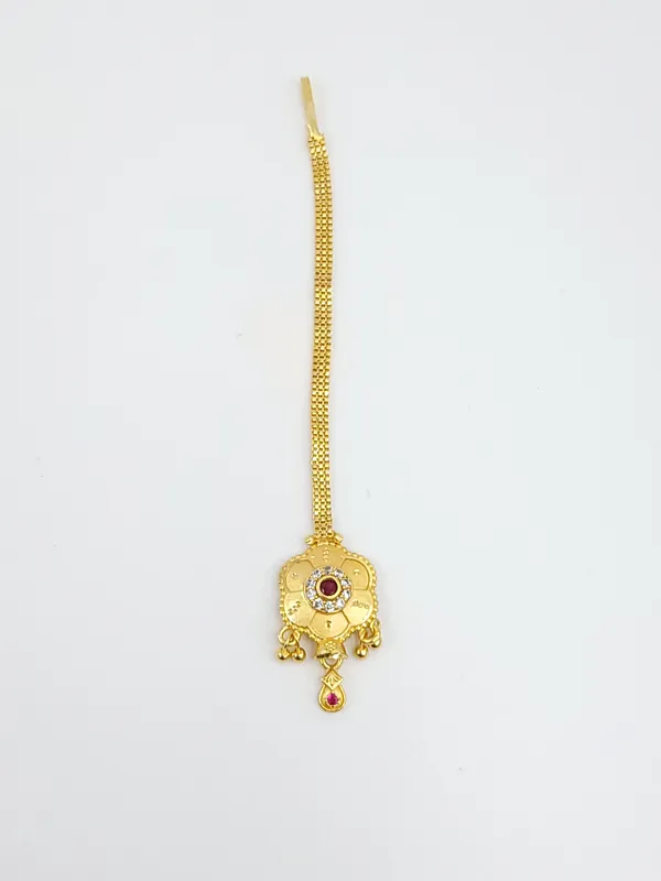 Elegant_Floral_Red_Stone_Gold_Tone_Maangtika