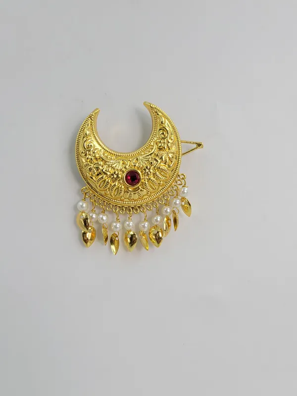 Gold_Plated_Crescent_Moon_Pearl_Ruby_Traditional_Hair_Chaak
