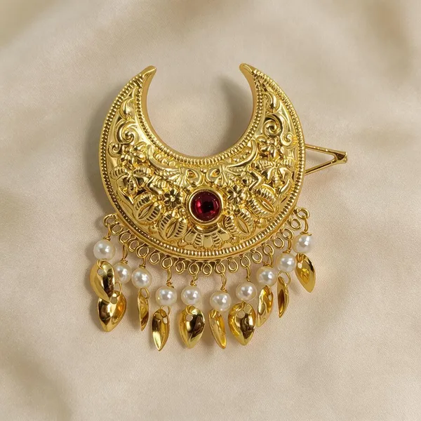 Gold_Plated_Crescent_Moon_Pearl_Ruby_Traditional_Hair_Chaak
