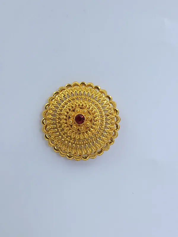 Gold_Plated_Round_Floral_Red_Stone_Traditional_Hair_Chaak_No_Pin
