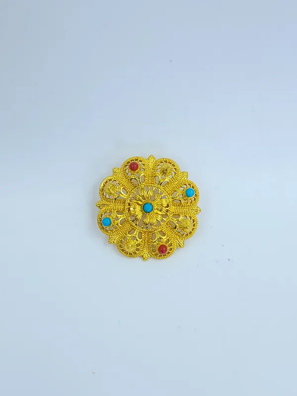 Gold_Plated_Round_Filigree_Blue_Red_Stone_Traditional_Hair_Chaak