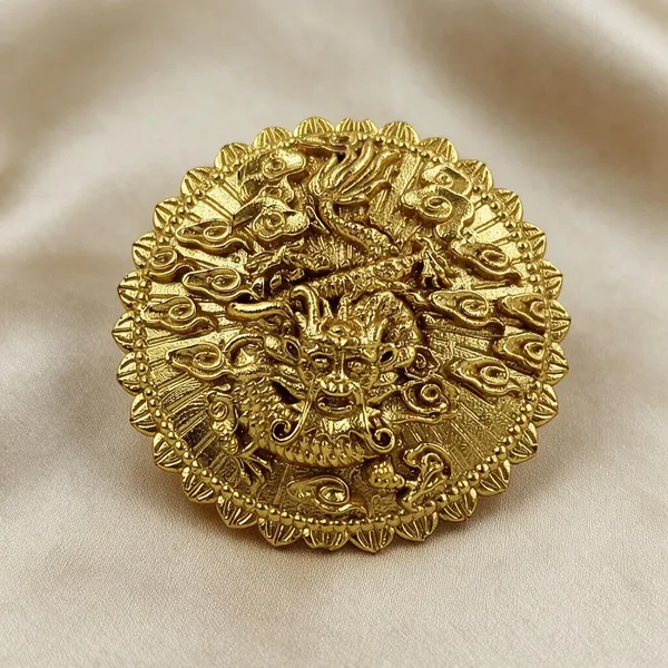 Gold_Plated_Round_Peacock_Ganesha_Motif_Traditional_Hair_Chaak