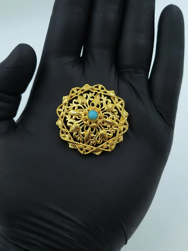 Gold_Plated_Round_Filigree_Turquoise_Center_Traditional_Hair_Chaak