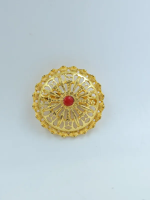 Gold_Plated_Round_Floral_Red_Stone_Scalloped_Traditional_Hair_Chaak