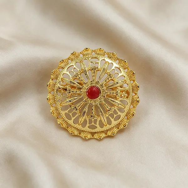 Gold_Plated_Round_Floral_Red_Stone_Scalloped_Traditional_Hair_Chaak
