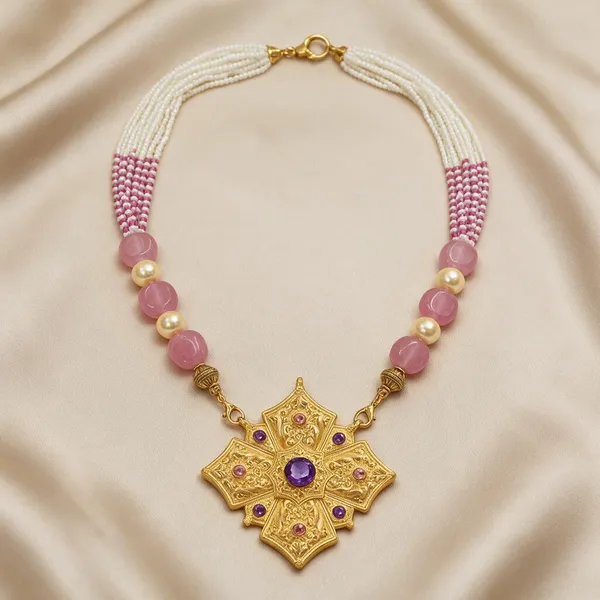 Four_Petal_Flower_Purple_And_Pink_Traditional_Gau_Haar