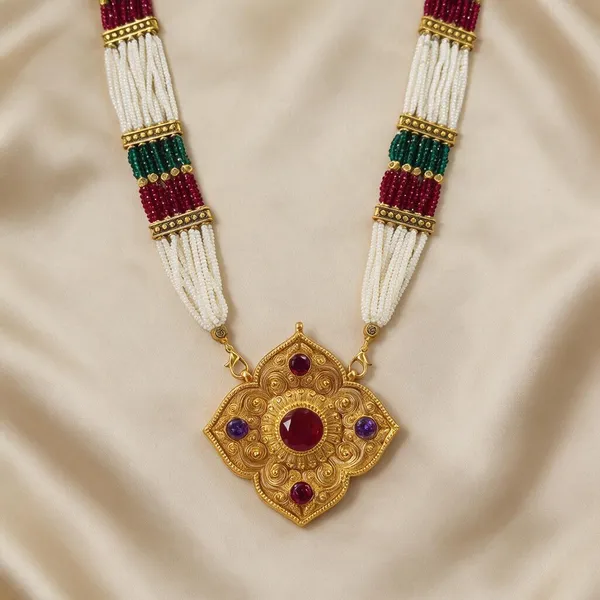 Quatrefoil_Shape_Ruby_And_Purple_Traditional_Gau_Haar