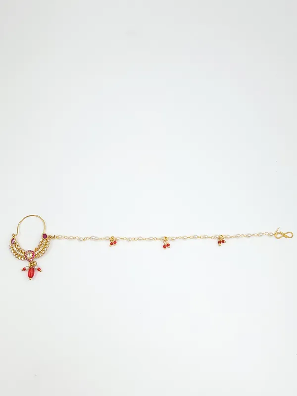 Traditional_Gold_Tone_Kundan_Ruby_Nath_With_Pearl_Chain_&_Red_Bead_Drops