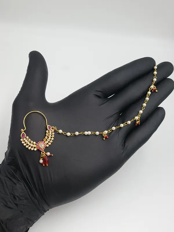 Traditional_Gold_Tone_Kundan_Ruby_Nath_With_Pearl_Chain_&_Red_Bead_Drops