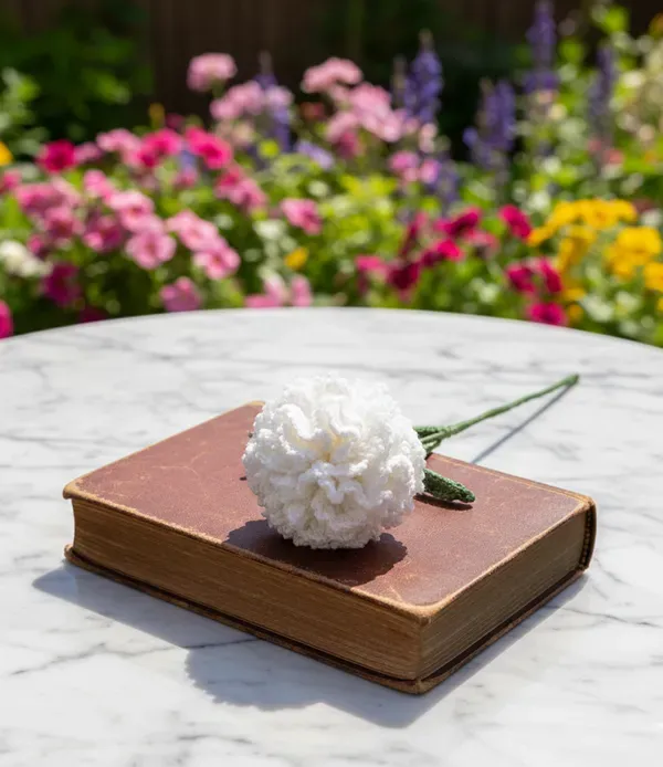White_Crochet_Carnation_Flower