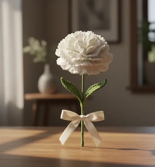 White_Crochet_Carnation_Flower