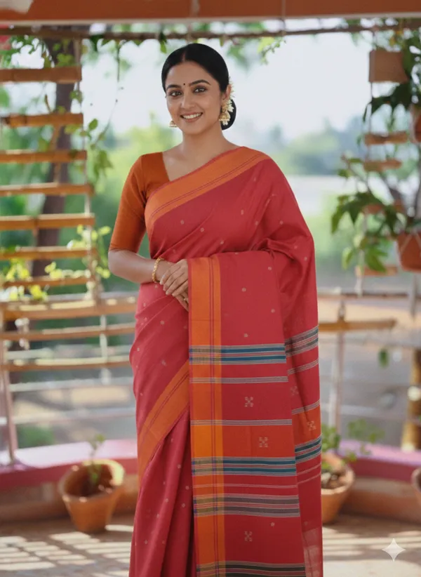 Srinakshgeeth_Udupi_Handloom_Gi_Tagged_Saree_Pink_Orange_Sudha_Special_60_Count_Classic_Butta_Embroidery