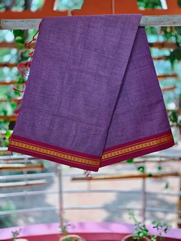 Srinakshgeeth_Udupi_Handloom_Gi_Tagged_Saree_Dark_Lavender_Deep_Pink_Sudha_Special_60_Count_Default_Title