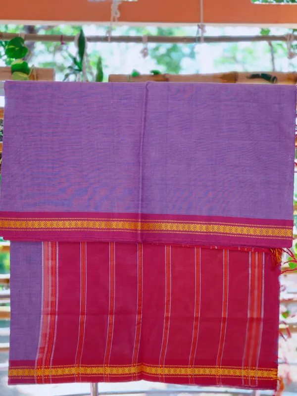 Srinakshgeeth_Udupi_Handloom_Gi_Tagged_Saree_Dark_Lavender_Deep_Pink_Sudha_Special_60_Count_Default_Title