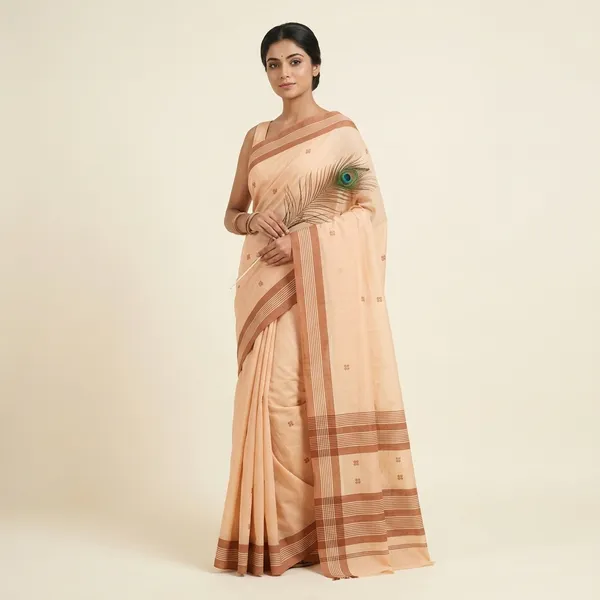 Srinakshgeeth_Kalpana_Special_Udupi_Handloom_Gi_Tagged_Saree_Sand_Beige_Body_With_Rose_Pallu