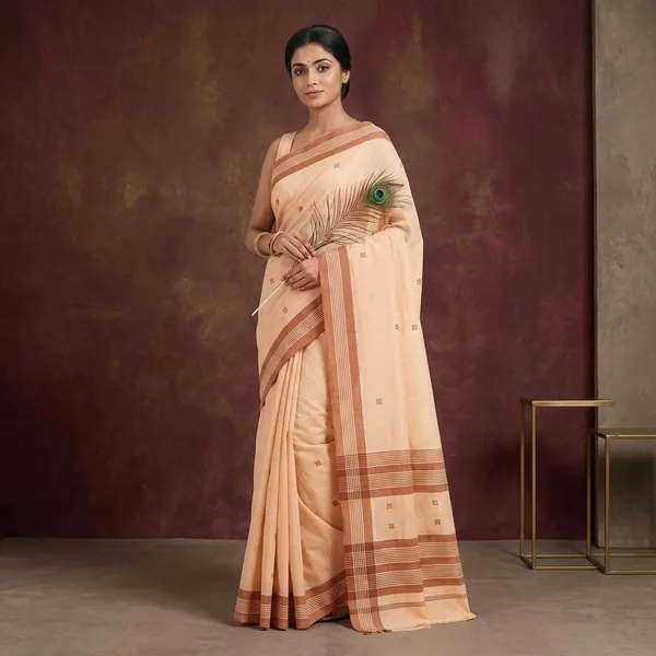 Srinakshgeeth_Kalpana_Special_Udupi_Handloom_Gi_Tagged_Saree_Sand_Beige_Body_With_Rose_Pallu